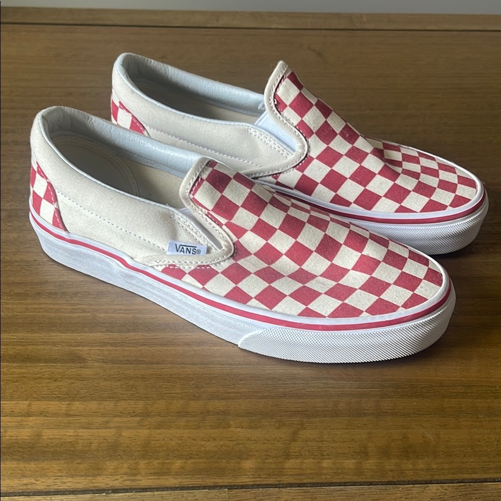 Vans Racing Red Checkerboard Slip-On Sneakers- 2022